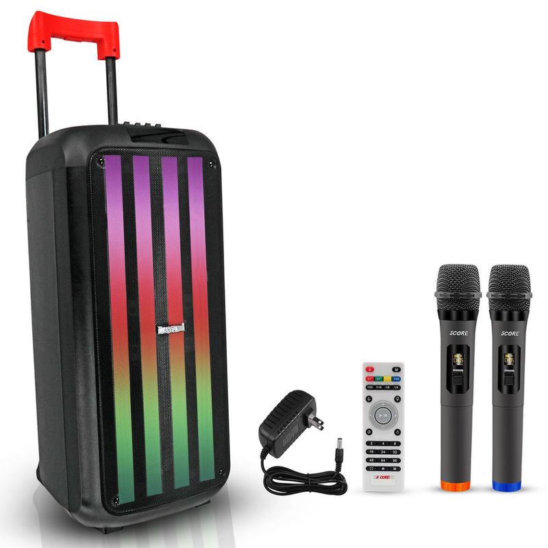 5 Core 8 Inch Bluetooth DJ Speaker 3 Way Boom Box Party Speakers Karaoke Machine Portable PA Bocina For Singing With 2 Wireless Microphone + Light P_voghion.com