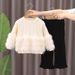 Set aus Strickpullover und Schlaghose für Mädchen – Weiche Polyestermischung, Koreanischer Stil, 3–8 Jahre (100–140 cm), Beige/Rot/Pink/Khaki_voghion.com
