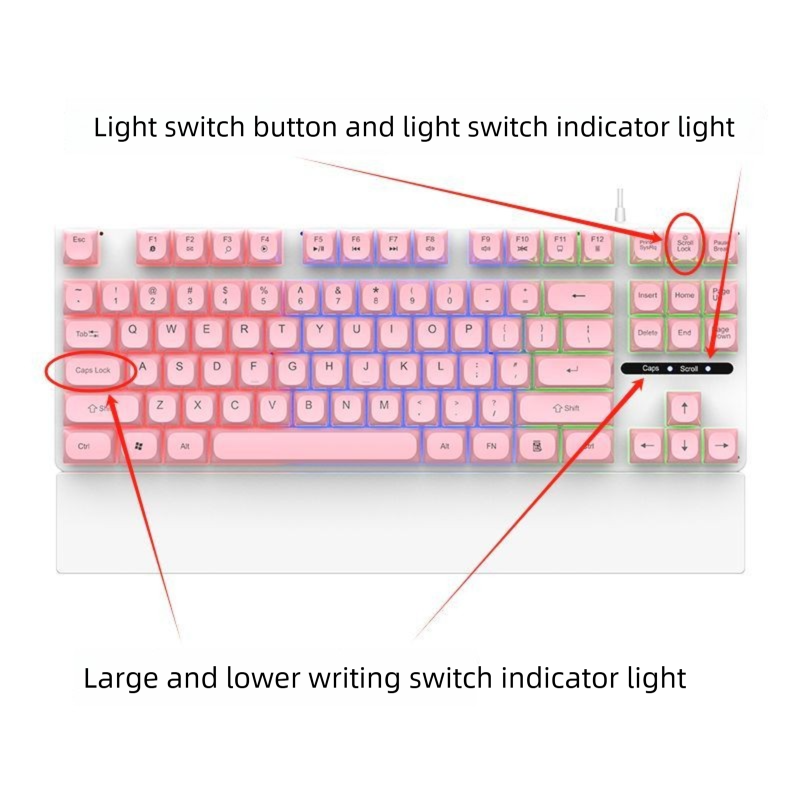 Floating Backlit Keyboard 87 Keys Wired USB Laptop External Desktop Computer Universal E-sports Gaming_voghion.com