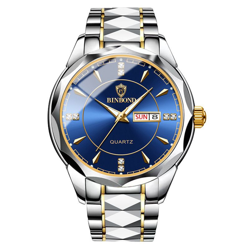 Binbang Precision Steel Business Double Calendar Waterproof Men's Tuhao Gold Watch_voghion.com