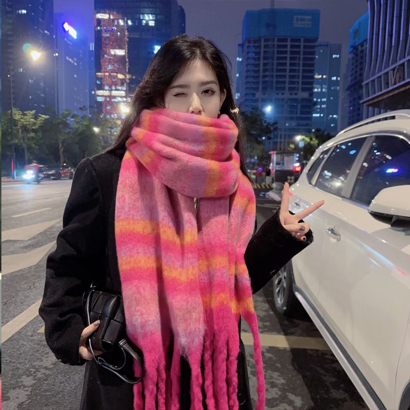 Bufanda de otoño salvaje para mujeres estudiantes sección larga invierno grueso cálido 2025 otoño e invierno nuevos modelos bufanda de pareja_voghion.com
