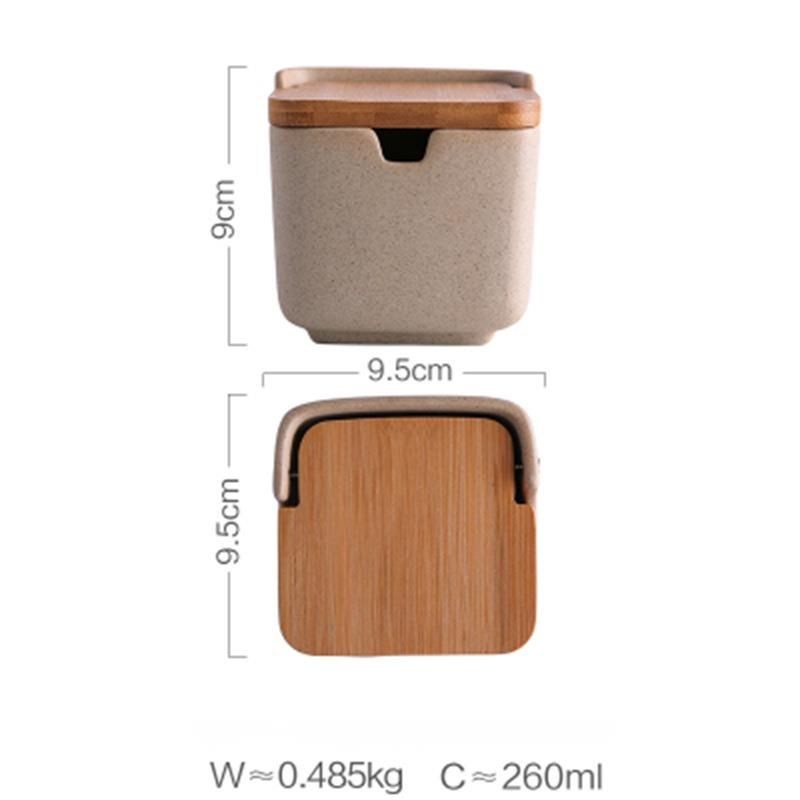 Kreatives, einfaches Gewürzdosen-Set aus Keramik im japanischen Stil mit Bambusdeckel zur gesundheitsschonenden Aufbewahrung, 3-teiliges Zucker-/Salzdosen-Set_voghion.com