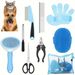 Set di 9 spazzole per la toelettatura dei cani con rastrello, pettine antipulci, tagliaunghie e lima, kit autopulente per la perdita di pelo degli animali domestici._voghion.com