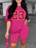 Women's Clothing Solid color all match digital printing two piece short sleeved shorts loose casual spring and summer_voghion.com