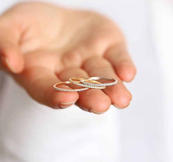 Hand Jewelry Full Diamond Three-Color Engagement Set Zircon Micro-Paved Gold-Plated Thin Ring_voghion.com