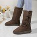 Plus-size, high-cyder, padded foot shoes wool winter button-down snow boots_voghion.com