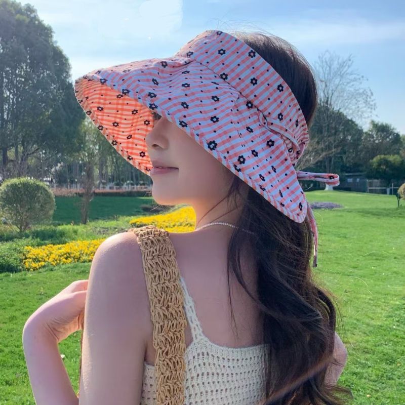 Cappello da pescatore per bambini, primavera ed estate, 2025, con motivo floreale scozzese, cappello a cilindro vuoto, cinghie giapponesi, fiocco, protezione solare da viaggio_voghion.com