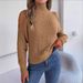 Autumn And Winter Casual Off-shoulder High-neck Hollow-out Long-sleeved Knitted Pullover Sweater Women's Clothing_voghion.com
