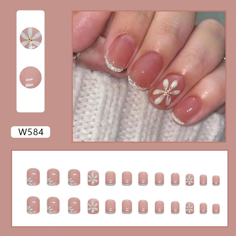 Kurze Einfache Niedliche Sonnenblume Lächeln Nail Art Ins Stil Mode Tragen Nagel_voghion.com