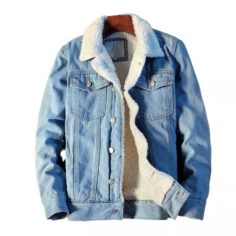 Hommes hiver automne veste Denim intérieur polaire épaissir hiver jean veste manteau hommes rabattu Veet veste hommes fourrure Parkas326_voghion.com