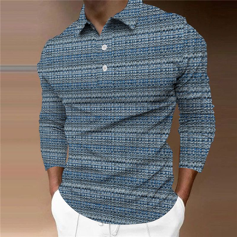 Herren-Sportbekleidung, modisches 3D-Poloshirt, langärmliges T-Shirt, lässige Herrenmode, schmale Kleidung, Knopf-Polo_voghion.com