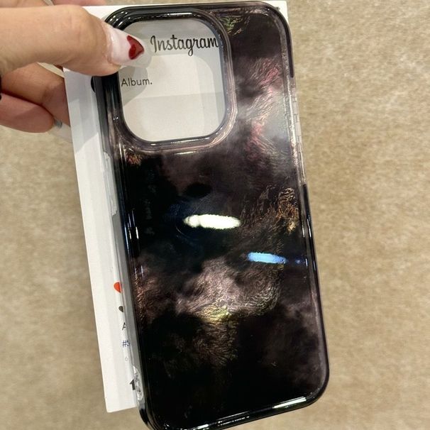 Hoogwaardige gradiënt zwarte tinfolie textuurhoes voor iPhone 16 Pro Max, 15 Pro, 14, 13, dubbelzijdig_voghion.com