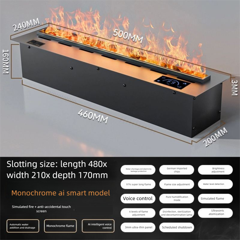 3D Atomization Core Decoration Smart Electronic Fireplace Light Simulation Fire Embedded Flame Home Humidifier_voghion.com