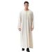 Herrenbekleidung Bedruckter muslimischer Kaftan mit Rundhalsausschnitt und Reißverschluss für Herren_voghion.com