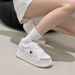High Version D Brand New Logo Thick-Soled Casual Sports White Sneakers Star Round Toe Height-Increasing Platform Shoes_voghion.com