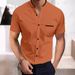 Sommer Neue Kurzarm Herrenhemd Casual Pocket Splicing Kontrastfarbe Top_voghion.com