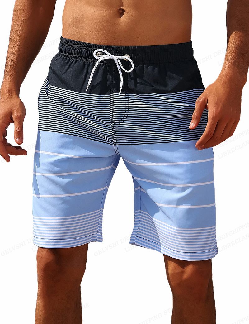 Gestreifte Strandshorts Herren Mode Bademode Boardshorts Trunk Gym Fitness Hosen Herren Slips Badeanzug Kinder Beachwear Short Boy_voghion.com
