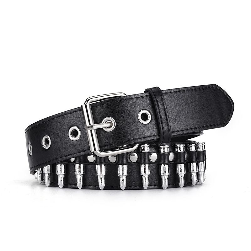Bullet Head Punk Style Fashion Trendy Men's And Women's Personality Belt_voghion.com