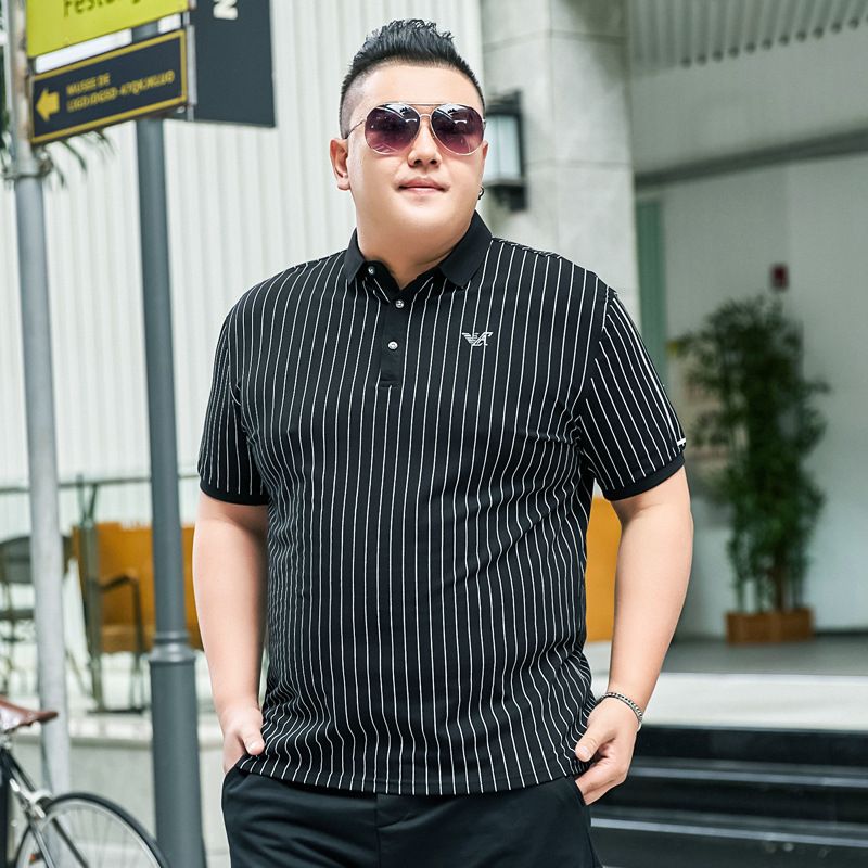 Pánské oblečení, módní ležérní tričko s krátkým rukávem a klopou pro tlusté muže, letní top s krátkým rukávem a klopou pro tlusté muže._voghion.com