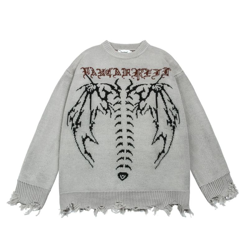 Pull ample en laine pour couple avec motif squelette de la rue américaine foncée Mankun-8901_voghion.com