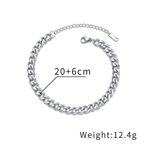 Minimalist Titanium Steel Men's Cuban With Chain Personalized DIY Laser Name Plate Bracelet_voghion.com