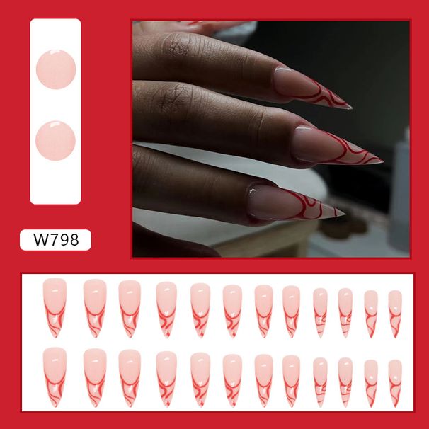 Kauneus Terveys Pitkäkärkinen Viininpunainen Aallotettu Manikyyri Kuuma Tyttö Style Käytä Kynsilakkapala Kynsien Tukkumyynti_voghion.com