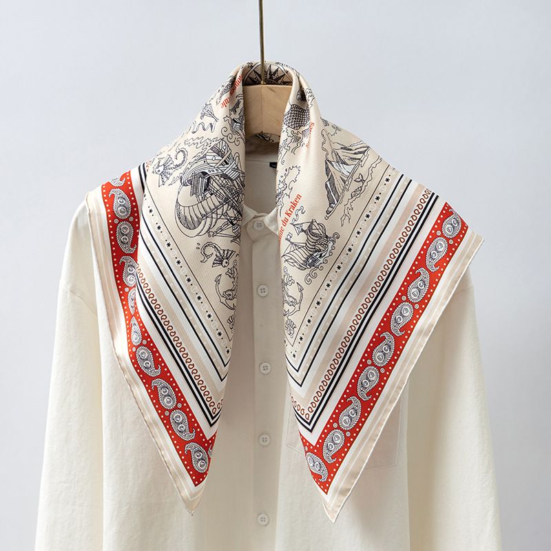 Sciarpa quadrata in twill pesante di alta qualità per donna, versatile, primaverile, con bordo arrotolato a mano, 100% seta di gelso, 70 pezzi, all'ingrosso_voghion.com