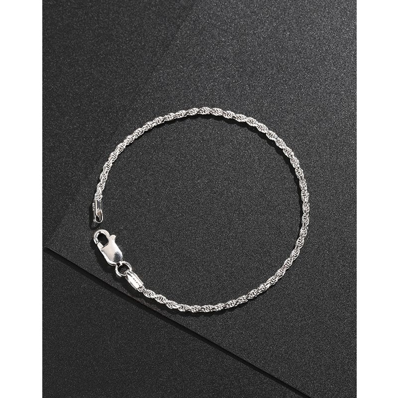 Bracciale intrecciato in argento puro per donna, hip-hop, coppia di alta gamma, gioielli intrecciati in corda da uomo_voghion.com