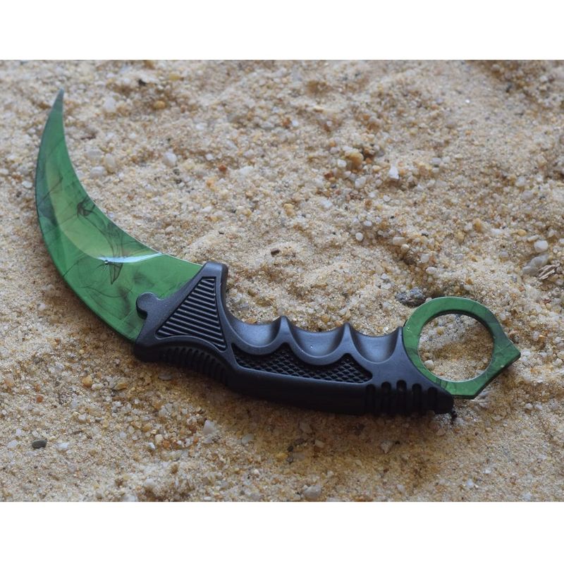 Karambit Knife Trainer - Stainless Steel Practice Training Knife With Sheath For Beginner - 100% Safe Trainer Tool (Green)_voghion.com