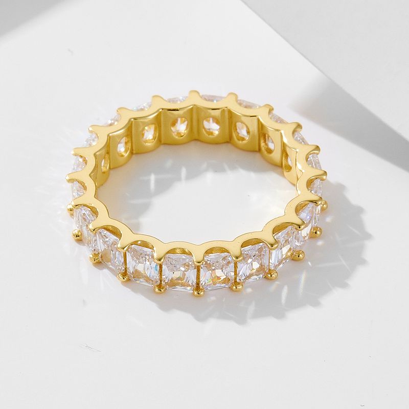 Anello da donna in argento sterling S925 con diamanti e zirconi quadrati geometrici incastonati_voghion.com