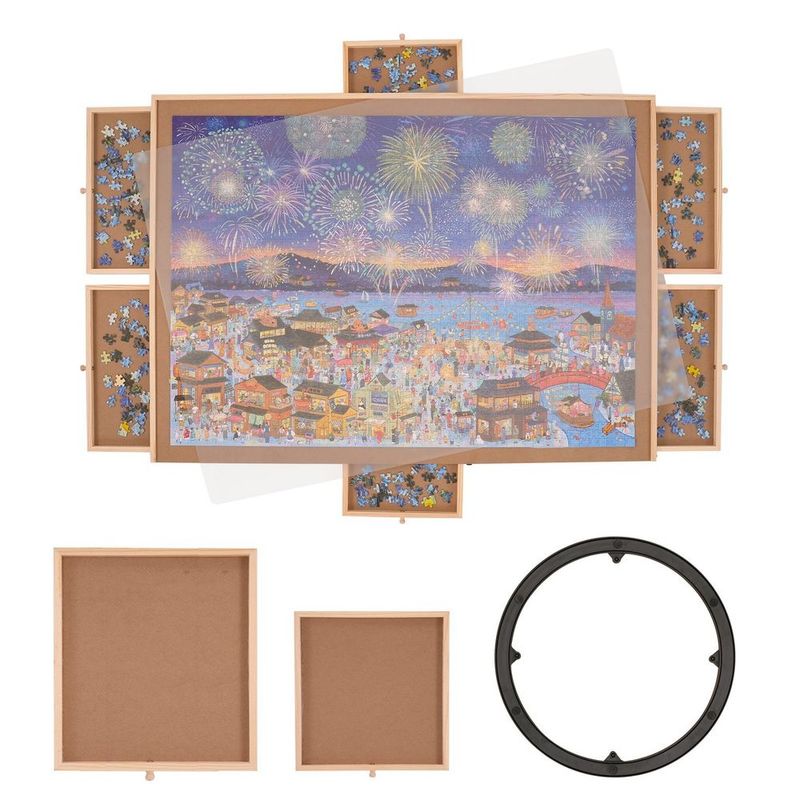 2000 Puzzle Boards, With 6 Drawers And LIDS, 40.2 'x29.4' Rotating Wooden Puzzle Platform, Adult Portable Puzzle Accessories, Puzzle Organizer And P_voghion.com