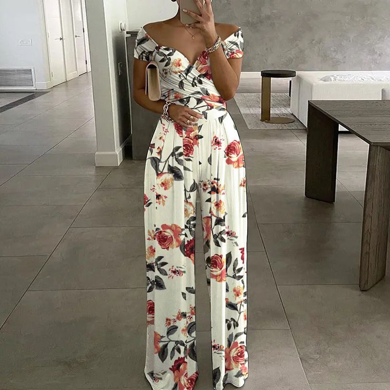 Dameskleding Damesmode Een schouder Bedrukking Temperament Pendelen Vrije tijd Hoge taille Jumpsuit Dames_voghion.com