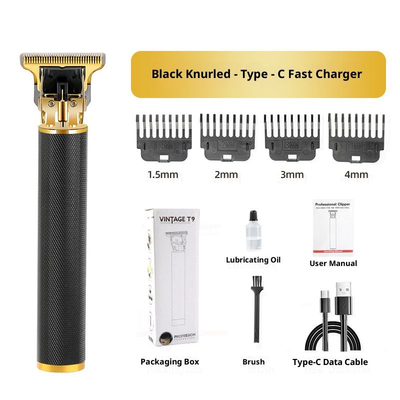 Cordless Hair Clipper – 45dB Ultra-Quiet, Zinc Alloy Body, Type-C Fast Charge, 3 Guide Combs (Black/Gold, IPX7 Waterproof, Pet & Human Use)_voghion.com