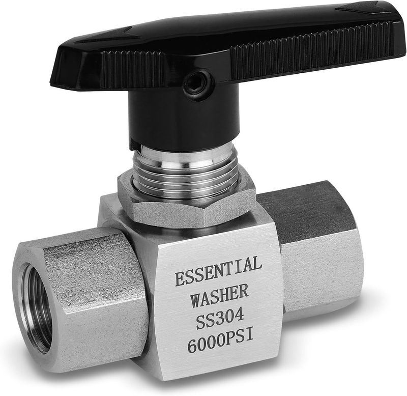 ESSENTIAL WASHER High Temp Pressure Washer Ball Valve, Stainless Steel 6000 PSI, 3/8" Female BSP Shut Off Valve_voghion.com