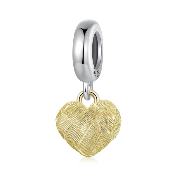 Weaved Heart Pendant Charm Sterling Silver Charm_voghion.com