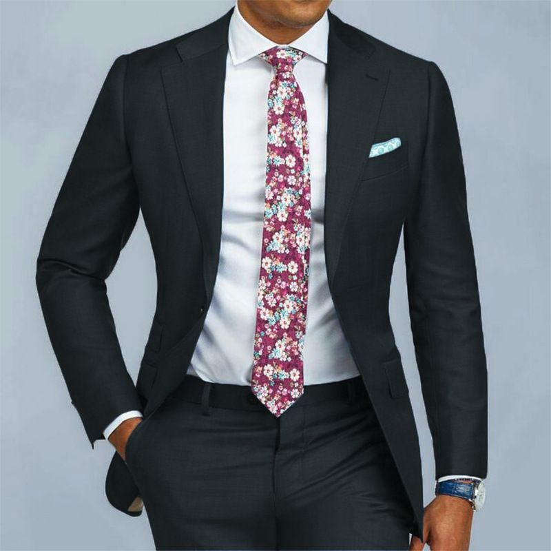 Men's blue business casual suit two-piece groomsman wedding banquet suit_voghion.com