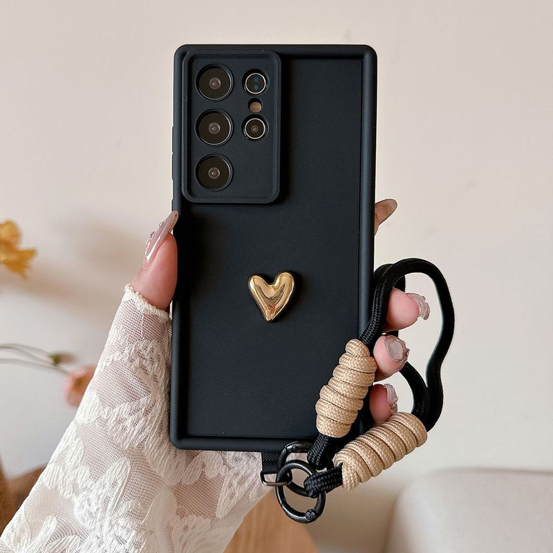 Lanyard Strap Heart Soft Phone Case For OPPO A3 A5 Pro A3x A40m A40 A60 A80 5G A12 A15 A16 A17 A18 A38 A36 A1k A17k A16k_voghion.com