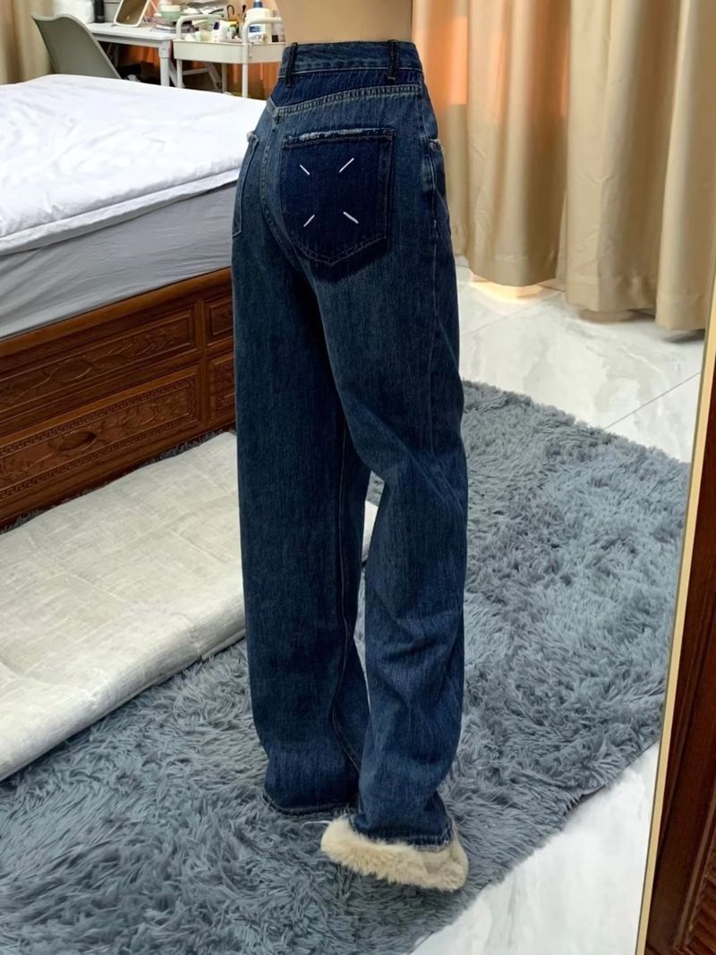 Amerikanske jeans til foråret, nye højtaljede, lige ben, design, sense plus size, kvinders fat mm løse dad bukser_voghion.com