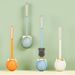 Long Handle Silicone Flat Toilet Brush with Shell Shape Holder Dead Corner Cleaning Punchless Bathroom Accesories Sets Tools_voghion.com