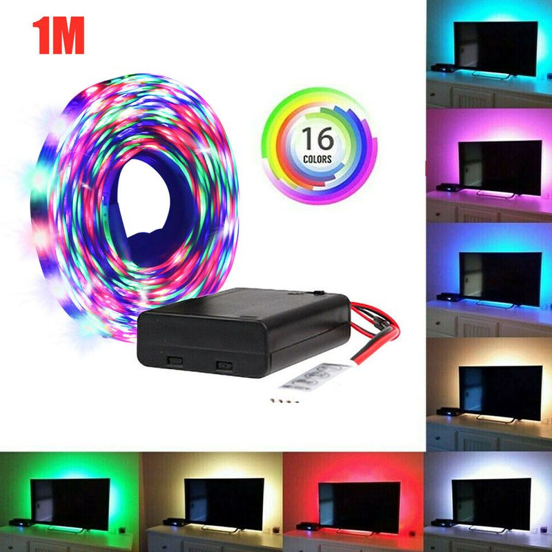LED-Lichtstreifen, batteriebetrieben, dimmbar, RGB 2835, TV-Hintergrundbeleuchtung + Fernbedienung_voghion.com