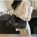 Anti-fading Denim Lock Underarm Large Capacity Tote Shoulder Messenger Fashionable Versatile Canvas Bag 250318_voghion.com