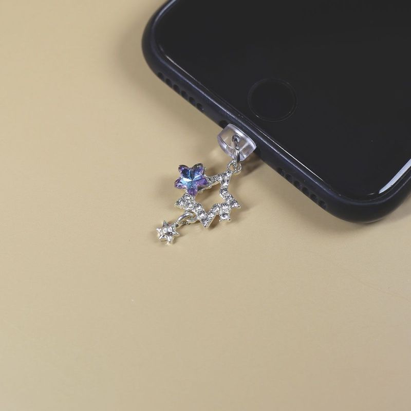 Light Luxury Gemini Phone Dust Plug Star Pendant Tassel Charm Ins Style DIY Accessories Birthday Gift_voghion.com