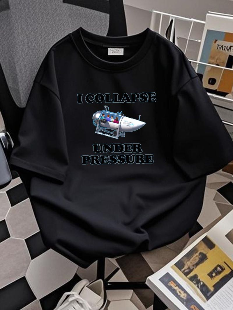 Zabawna koszulka z memem, koszulka z czarnym humorem „Zapadam się pod presją”, koszulka na prezent, lekko letnia koszulka w stylu streetwear do codziennego noszenia, ubrania od projektantów_voghion.com