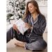 Damen Herbst und Winter Fleece Verdickt Einfaches und Bequemes Pyjama Set_voghion.com