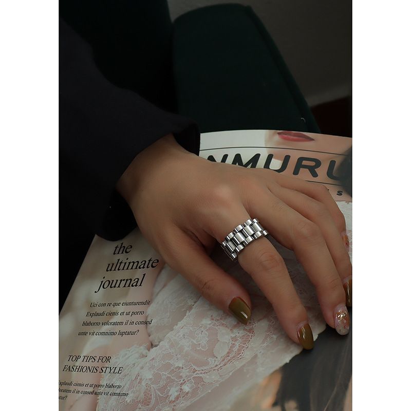 Exaggerated Rolega Texture Heavy Combination Handmade Titanium Steel Versatile Index Finger Ring Jewelry A184_voghion.com