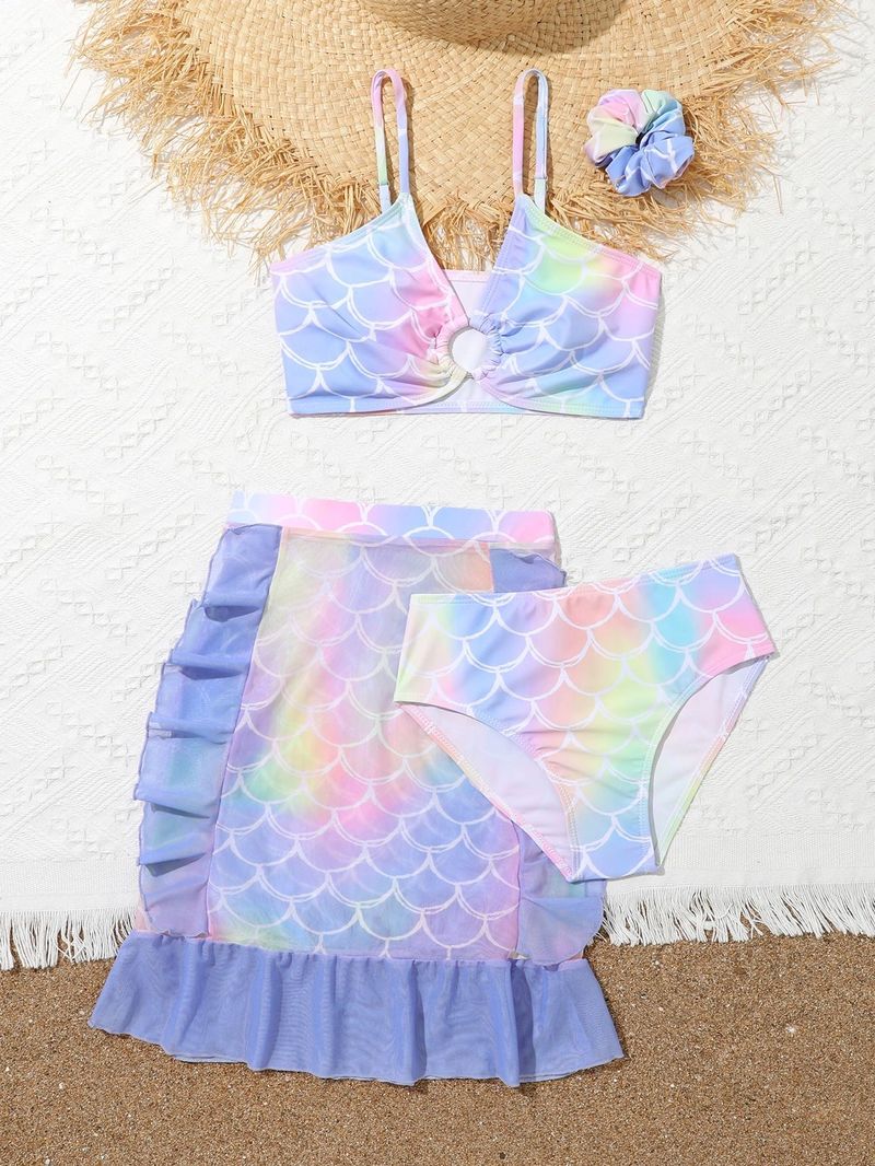 Women's Sexy Women's Middle and Large Children Three-piece Set High Waist Split Bikini Swimsuit_voghion.com