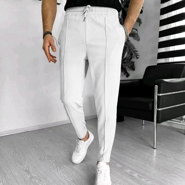 2023 Summer New Men's Waffle Drawstring Sports Casual Pants_voghion.com