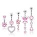 Set di gioielli da piercing all'ombelico in acciaio inossidabile da 5 pezzi in stile europeo e americano con zirconi a forma di cuore_voghion.com