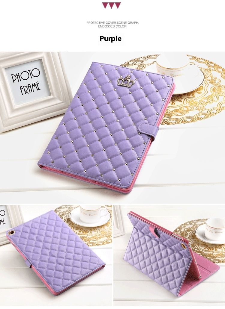 Suitable for new iPad 8 buckle crown protective 10.2 all inclusive Air4 leather case Mini5 diamond grid anti drop shell_voghion.com