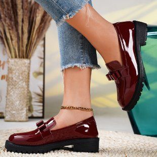 MTX 2025 New Patent Leather Shiny Tassel Mid-Heel Loafers Plus Size Fashion Casual Shoes_voghion.com
